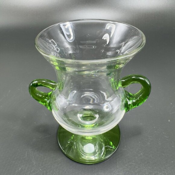 1980s Venetian Glass Small Vase With Applied Handles Toothpick Holder Italian - Picture 1 of 9